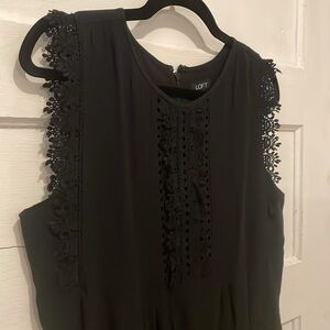 SOLD! LOFT Small Black Oversized Sleeveless Elastic Waist Lined Lace Detail